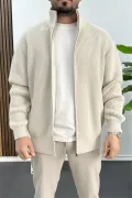 Erkek Oversize Örgü Hırka Krem Edw433