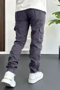 Erkek Paçası Lastikli Kargo Cepli Pantolon Füme Edw353