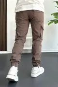 Erkek Paçası Lastikli Kargo Cepli Pantolon Koyu Kahverengi Edw353