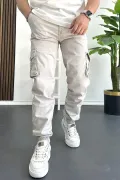 Erkek Paçası Lastikli Kargo Cepli Pantolon Taş Rengi Edw353