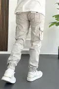 Erkek Paçası Lastikli Kargo Cepli Pantolon Taş Rengi Edw353