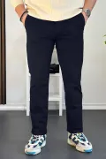 Erkek Pamuklu Chino Pantolon Standart Kalıp Lacivert Edw225