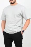 Erkek Pamuklu Normal Kalıp Basic T-shirt Gri Edw178