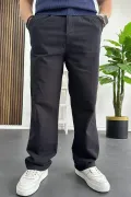 Erkek Rahat Kalıp Keten Pantolon Siyah Edw266