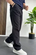 Erkek Rahat Kalıp Keten Pantolon Siyah Edw266