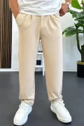 Erkek Rahat Kalıp Pileli Pantolon Krem Edw402
