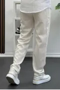 Erkek Rahat Kesim Keten Pantolon Beyaz Edw138