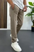 Erkek Regular Fit Düz Paça Eşofman Altı Kahverengi Edw405