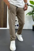 Erkek Regular Fit Düz Paça Eşofman Altı Kahverengi Edw405