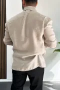 Erkek Salaş Modal Kumaş Gömlek Bej Edw267