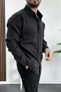 Erkek Salaş Modal Kumaş Gömlek Siyah Edw267