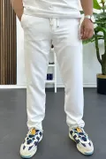 Erkek Slim Fit Beli İpli Düğmeli Pantolon Beyaz Edw403