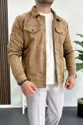Erkek Slim Fit Cepli Nubuk Ceket Kahverengi Edw081