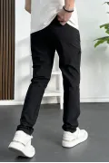 Erkek Slim Fit Cepli Paraşüt Pantolon Siyah Edw240