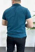 Erkek Slim Fit Düz Renk Pamuklu Soft Polo Tişört Mavi Edw365