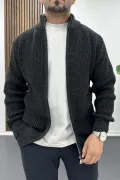 Erkek Slim Fit Fermuarlı Hırka Antrasit Edw434