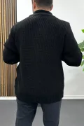 Erkek Slim Fit Fermuarlı Hırka Siyah Edw434