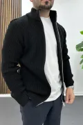 Erkek Slim Fit Fermuarlı Hırka Siyah Edw434