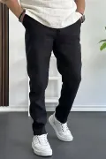 Erkek Slim Fit İnce Keten Pantolon Siyah Edw114