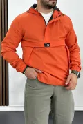 Erkek Slim Fit Kanguru Model İnce Mevsimlik Turuncu Edw077