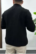 Erkek Slim Fit Örgü Desenli Hırka Siyah Edw430