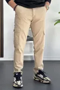 Erkek Yan Cepli Kargo Pantolon Krem Edw184