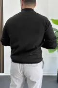 Erkek Yarım Fermuarlı Normal Kalıp Kazak Siyah Edw411
