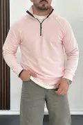 Erkek Yarım Fermuarlı Sweatshirt Pembe Edw212