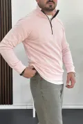Erkek Yarım Fermuarlı Sweatshirt Pembe Edw212