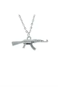 Keleş Ak-47 Kalaşnikof Gümüş Kaplama Kolye