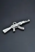Keleş Ak-47 Kalaşnikof Gümüş Kaplama Kolye