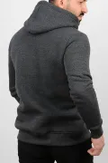 Üç Iplik Şardonlu Baskılı Kapüşonlu Sweatshirt Antrasit Edw180