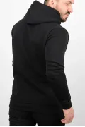 Üç Iplik Şardonlu Baskılı Kapüşonlu Sweatshirt Siyah Edw180