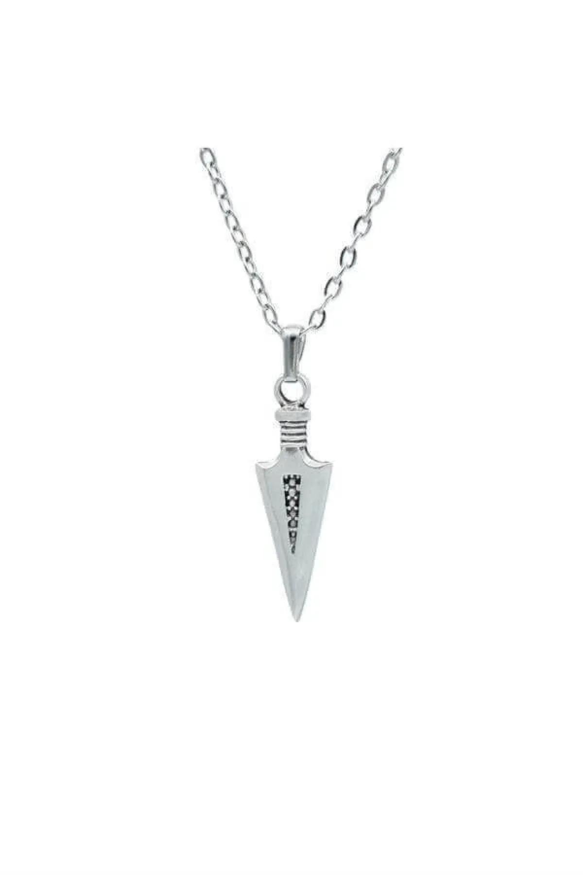 Desenli Triagle Ok Ucu Gümüş Kaplama Kolye