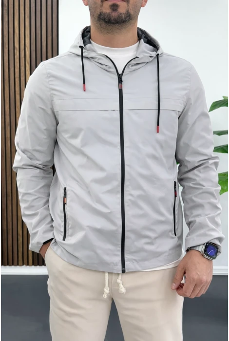 Erkek Yağmur ve Suya Dayanıklı Yağmurluk Mevsimlik Mont Gri Edw084