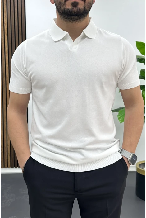 Erkek Açık Yaka Düz Tişört Beyaz Edw461