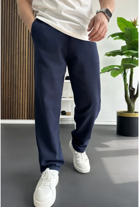 Erkek Beli Düğmeli Pantolon Lacivert Edw469