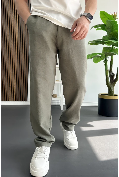 Erkek Beli Düğmeli Pantolon Yeşil Edw469