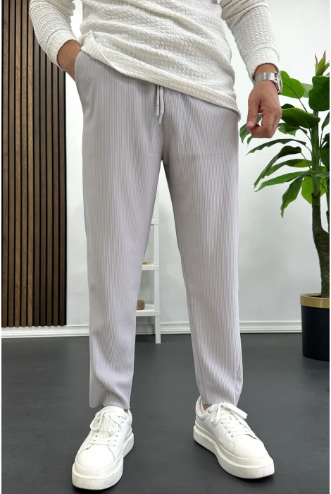 Erkek Asimetrik kesim Daralan Paça Pantolon Gri Edw437