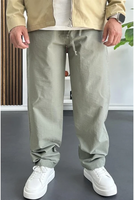 Erkek Beli Lastikli Baggy Rahat Pantolon Yeşil Edw359