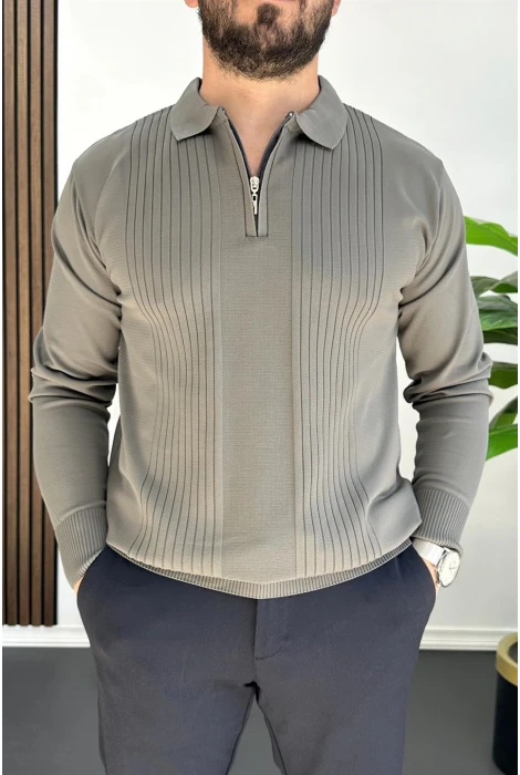 Erkek Çizgi Desenli Normal Kalıp Kazak Antrasit Edw422