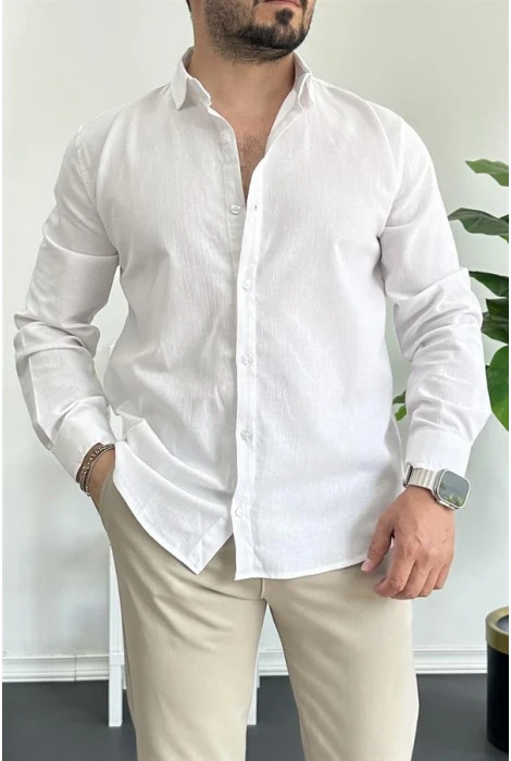 Erkek Krinkıl Kumaş Gömlek Beyaz Edw362