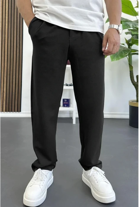 Erkek Rahat Kalıp Pileli Pantolon Siyah Edw402