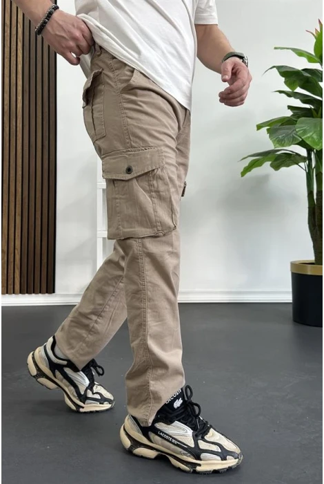 Erkek Regular Kargo Cepli Pantolon Açık Kahverengi Edw232