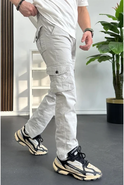 Erkek Regular Kargo Cepli Pantolon Kırık Beyaz Edw232