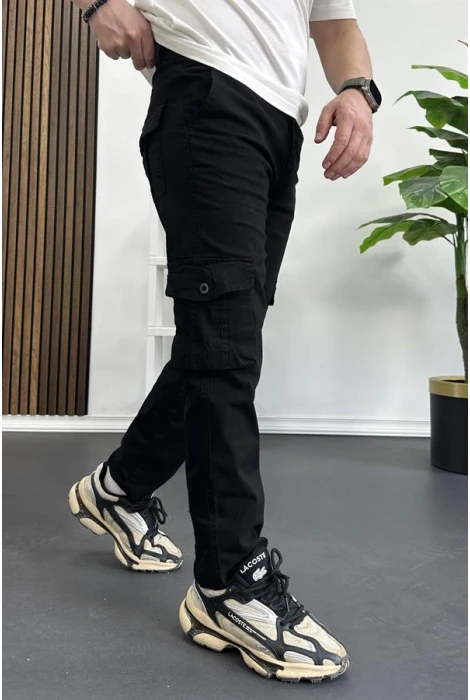 Erkek Regular Kargo Cepli Pantolon Siyah Edw232
