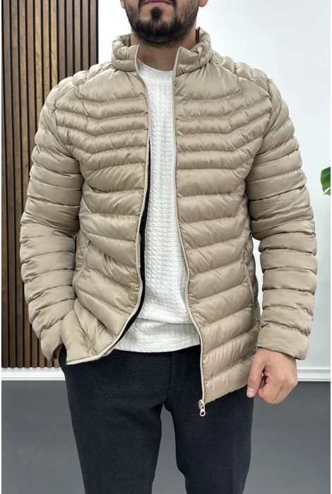 Erkek Slim Fit Şişme Mont Vizon Edw435