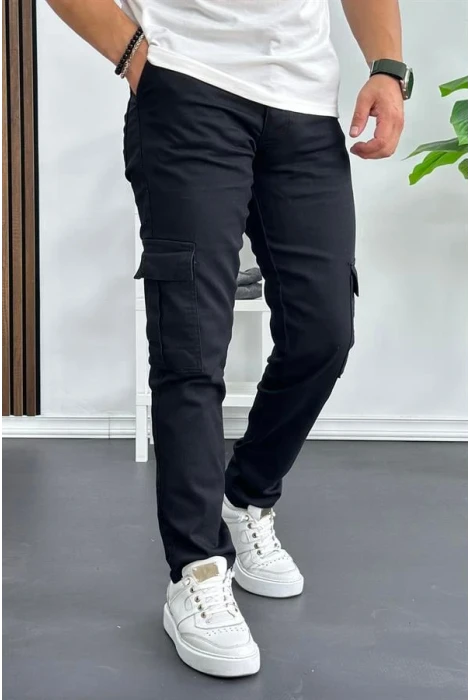 Erkek Yan Cepli Kargo Pantolon Siyah Edw184