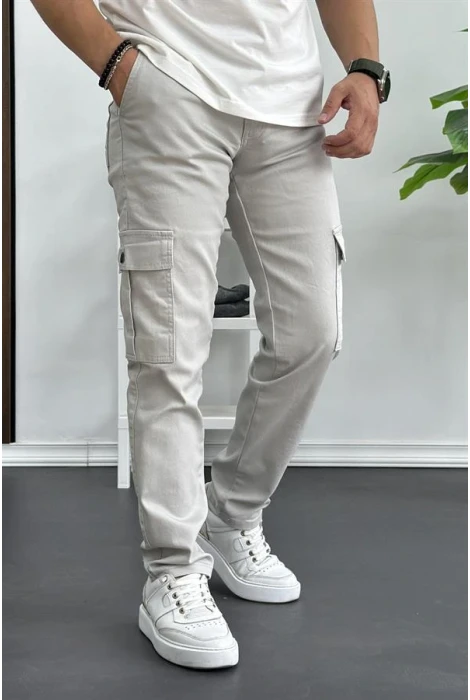 Erkek Yan Cepli Kargo Pantolon Taş Edw184