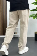 Erkek Pamuklu Keten Görünümlü Pantolon Bej Edw443